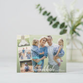Modern Happy Hanukkah Hand Lettered Photo Collage Briefkaart (Staand voorkant)
