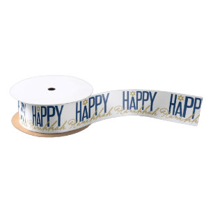 Modern Happy Hanukkah Star van David Custom Ribbon Satijnen Lint