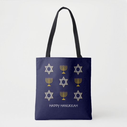 Modern HAPPY HANUKKAH Tote Bag (Voorkant)