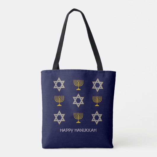 Modern HAPPY HANUKKAH Tote Bag (Achterkant)