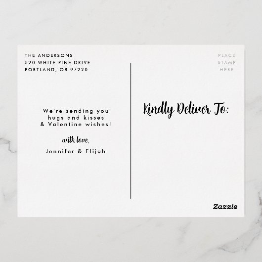 Modern Happy Heart Day Foto Valentijnsdag Gold Folie Feestdagen Briefkaart (Achterkant)