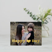 Modern Happy Heart Day Foto Valentijnsdag Gold Folie Feestdagen Briefkaart (Staand Voorkant)