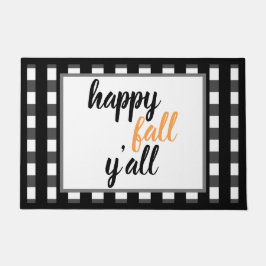 Modern Happy Herfst Y'all Black Buffalo Check Styl Deurmat