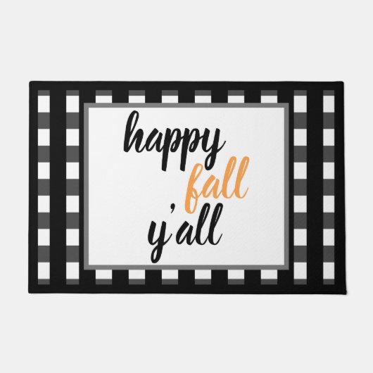 Modern Happy Herfst Y'all Black Buffalo Check Styl Deurmat (Voorkant)