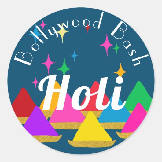 Modern Happy Holi Hindu Festival Colors Design Ronde Sticker (Voorkant)
