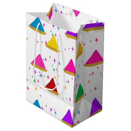 Modern Happy Holi Hindu Festival Colors Pattern Medium Cadeauzakje (Voorkant Gekanteld)