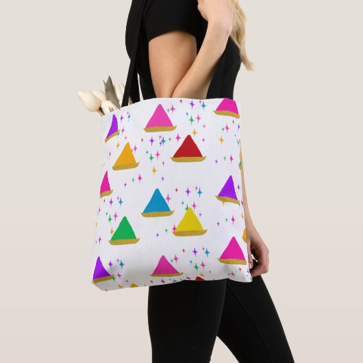 Modern Happy Holi Hindu Festival Colors Pattern Tote Bag (Dichtbij)