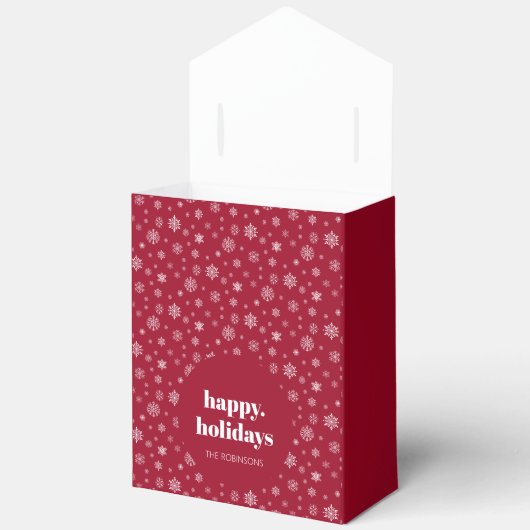 Modern Happy Holiday Rood wit sneeuwvlok patroon Bedankdoosjes (Open)