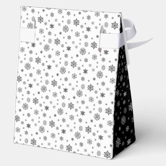 Modern Happy Holiday Zwart Wit Sneeuwvlok Patroon Bedankdoosjes (Achterkant)