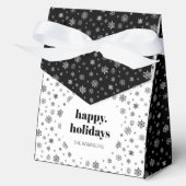 Modern Happy Holiday Zwart Wit Sneeuwvlok Patroon Bedankdoosjes (Voorkant)