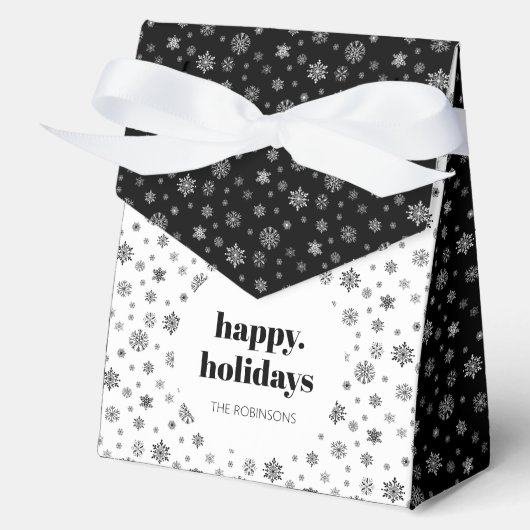 Modern Happy Holiday Zwart Wit Sneeuwvlok Patroon Bedankdoosjes (Voorkant)