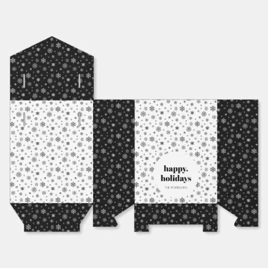 Modern Happy Holiday Zwart Wit Sneeuwvlok Patroon Bedankdoosjes (Ongevouwen)