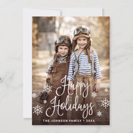 Modern Happy Holidays 4 PHOTO Christmas Greeting Feestdagenkaart (Voorkant)