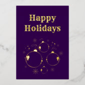 Modern Happy Holidays Bold Purple Gold  Folie Feestdagenkaart (Voorkant)
