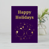 Modern Happy Holidays Bold Purple Gold  Folie Feestdagenkaart (Staand Voorkant)