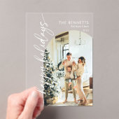 Modern Happy Holidays Photo Holiday Card Acryl Uitnodigingen (Insitu (Draagbaar))