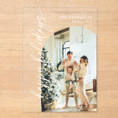 Modern Happy Holidays Photo Holiday Card Acryl Uitnodigingen (Voorkant)