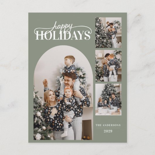 Modern Happy Holidays Photo Minimal Calligraphy Feestdagenkaart (Voorkant)