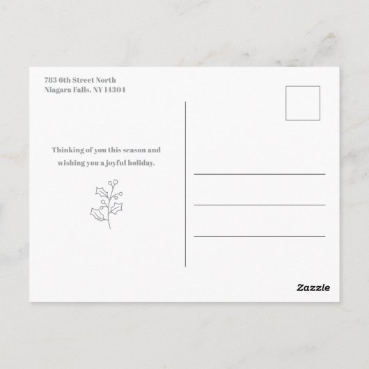 Modern Happy Holidays Thin Line Border 5-Photo Briefkaart (Achterkant)