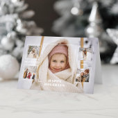 Modern Happy Holidays Thin Line Border 5-Photo Feestdagen Kaart