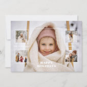 Modern Happy Holidays Thin Line Border 5-Photo Feestdagenkaart (Voorkant)