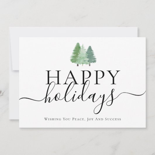 Modern Happy Holidays Woodland Business Logo Feestdagenkaart (Voorkant)