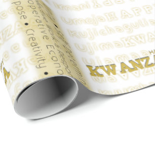 Modern Happy Kwanzaa Gold Cadeaupapier