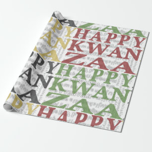 Modern Happy Kwanzaa Red Green Black Gold Cadeaupapier