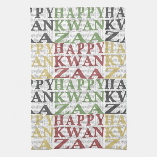 Modern Happy Kwanzaa Theedoek (Verticaal)