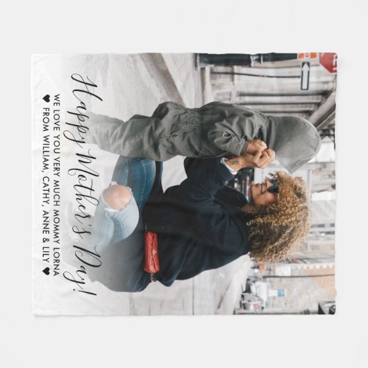 Modern Happy Moederdag Custom Bericht Foto Fleece Deken (Voorkant (Horizontaal))