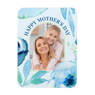 Modern Happy Mothers Day Blue Turquoise Waterverf Magneet