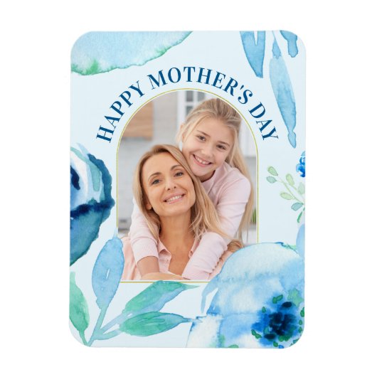 Modern Happy Mothers Day Blue Turquoise Waterverf Magneet (Verticaal)