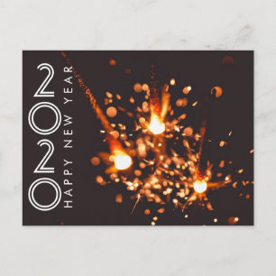 Modern Happy New Year 2020 Fireworks Sparkler Briefkaart