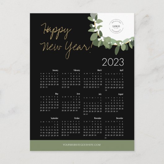 Modern Happy New Year 2023 Custom Logo Feestdagenkaart (Voorkant)