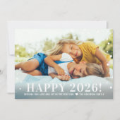 Modern Happy New Year 2024 Gold Confetti Foto Feestdagenkaart (Voorkant)