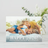 Modern Happy New Year 2024 Gold Confetti Foto Feestdagenkaart (Staand voorkant)