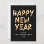 Modern Happy New Year Black en Gold non-Photo Feestdagenkaart (Voorkant)