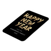 Modern Happy New Year Black en Gold non-Photo Magneet (Linkerzijde)