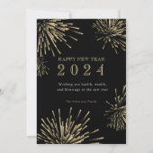 Modern Happy New Year Black Gold Vakantie Kaart (Voorkant)