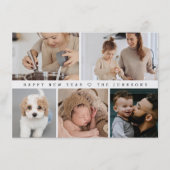 Modern Happy New Year Family Photo Grid Simple Feestdagenkaart (Voorkant)