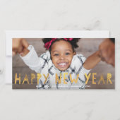 Modern Happy New Year Gold Faux Folie Foto Feestdagenkaart (Voorkant)
