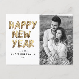 Modern Happy New Year Gold Lettered 2 Foto Feestdagenkaart