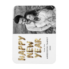 Modern Happy New Year Gold Letterfoto Magneet