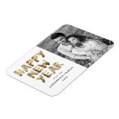 Modern Happy New Year Gold Letterfoto Magneet (Linkerzijde)