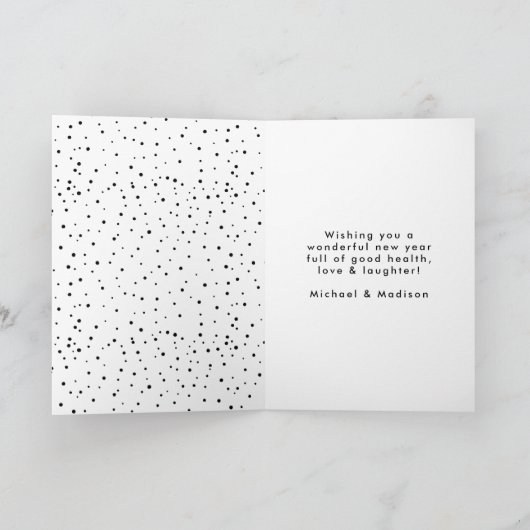 Modern Happy New Year Gold, niet-foto met briefjes Feestdagen Kaart (Binnen)