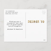 Modern Happy New Year Gold, niet-foto met briefjes Feestdagenkaart (Achterkant)