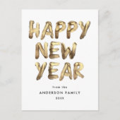 Modern Happy New Year Gold, niet-foto met briefjes Feestdagenkaart (Voorkant)