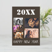 Modern Happy New Year Greetings 5 Photo Collage Feestdagenkaart (Staand voorkant)
