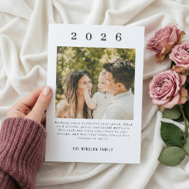 Modern Happy New Year Photo Collage Card | Elegant Feestdagenkaart