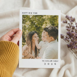 Modern Happy New Year Photo Collage Card | Elegant Feestdagenkaart